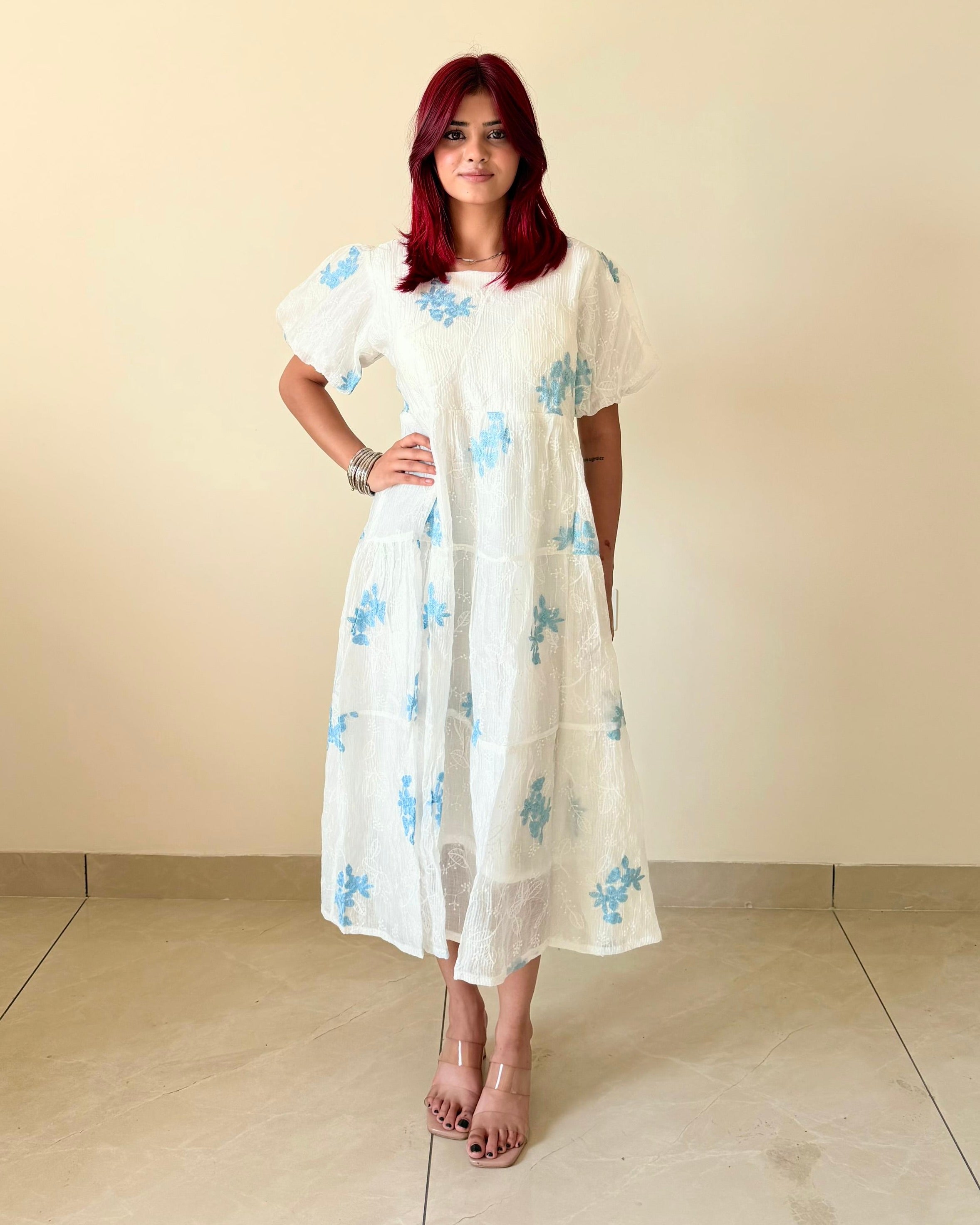 Puff Sleeve Midi Dress