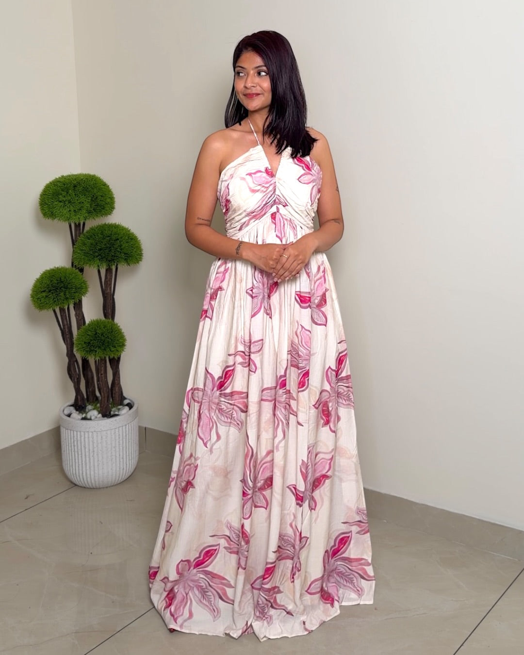 Halter Floral Maxi Dress