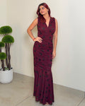 V Neck Ruched Fishtail Dress