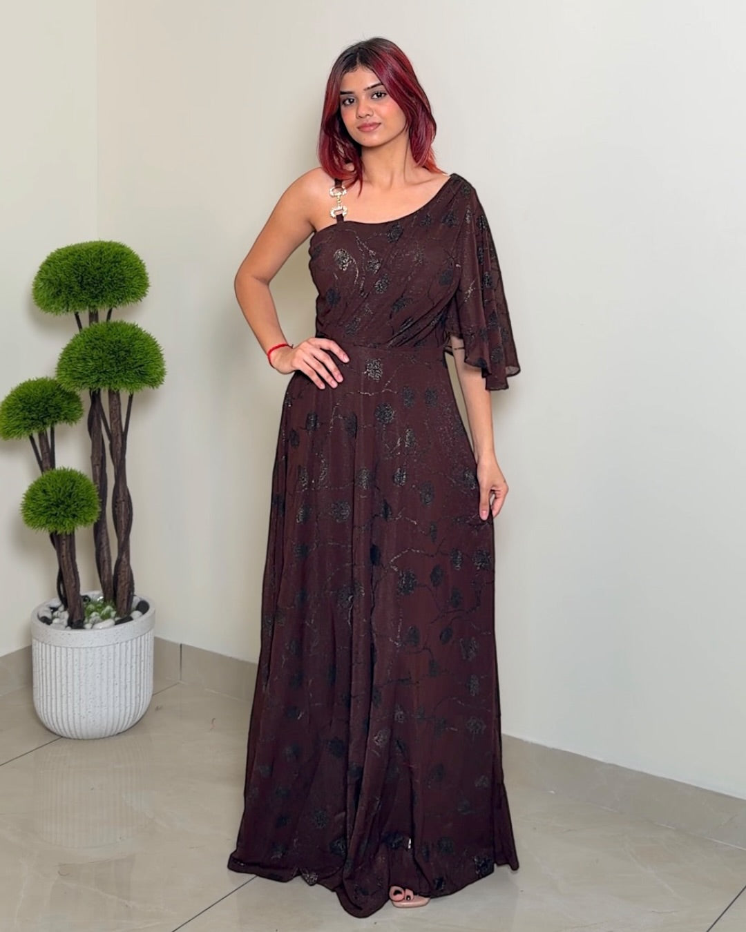 One Shoulder Party Gown