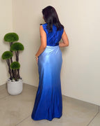 Metallic Draped Ombré Dress