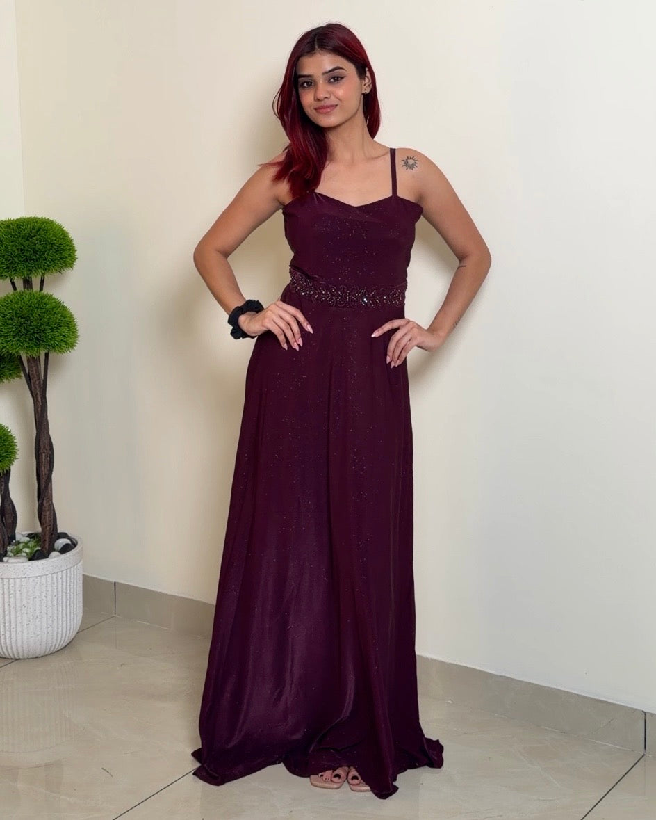 Back Tie-Up Glitter Maxi Gown ✨