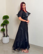 Butterfly Sleeves Metallic Gown