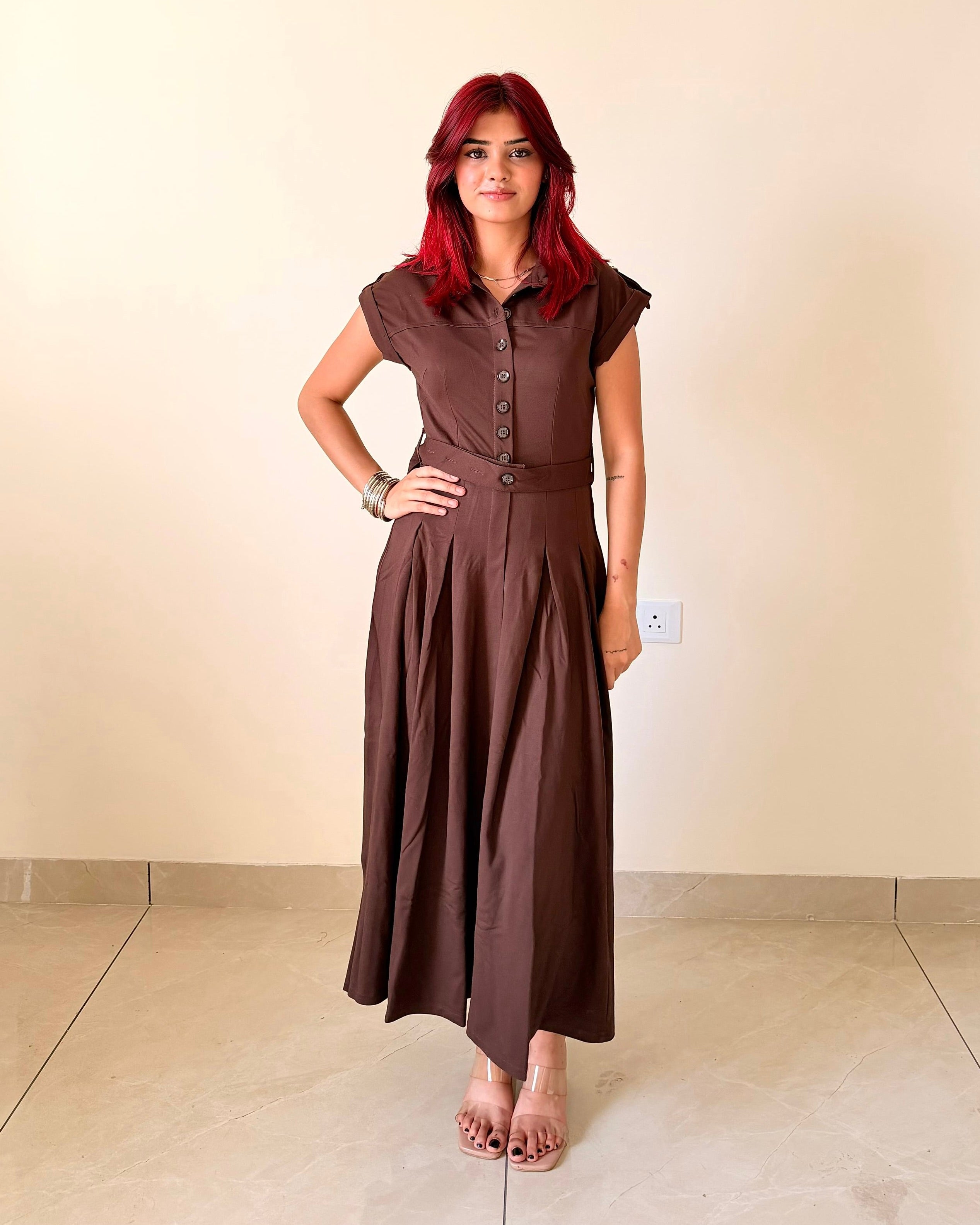 Sleeved Pleated Dress 