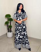 Printed V Neck Jumpsuit