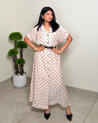Polka Dot Belted Maxi Dress