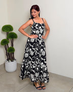 Vibrant Embroidered Printed Maxi Dress