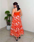 Vibrant Embroidered Printed Maxi Dress