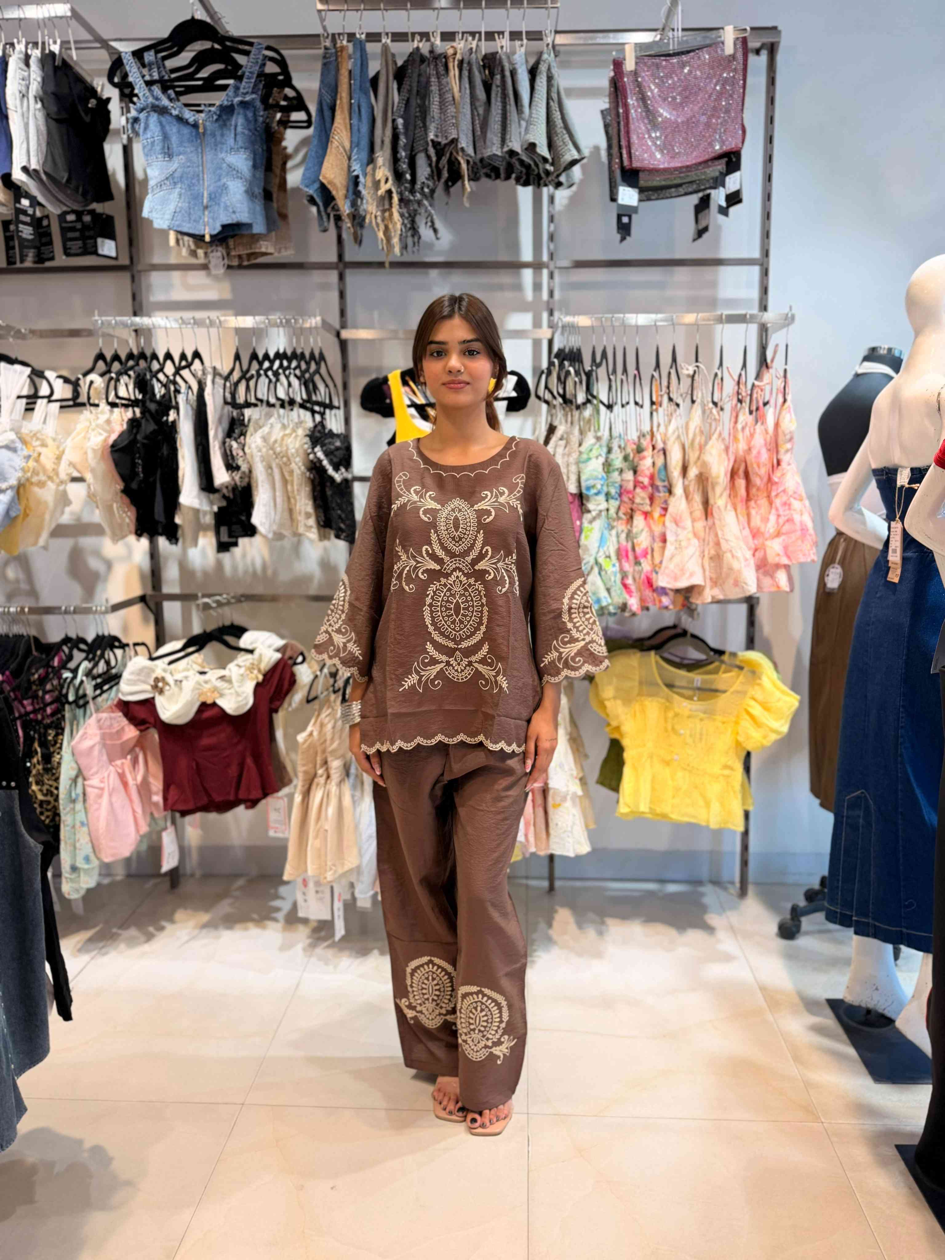 Intricate Lucknowi-Style Embroidered Co-ord Set
