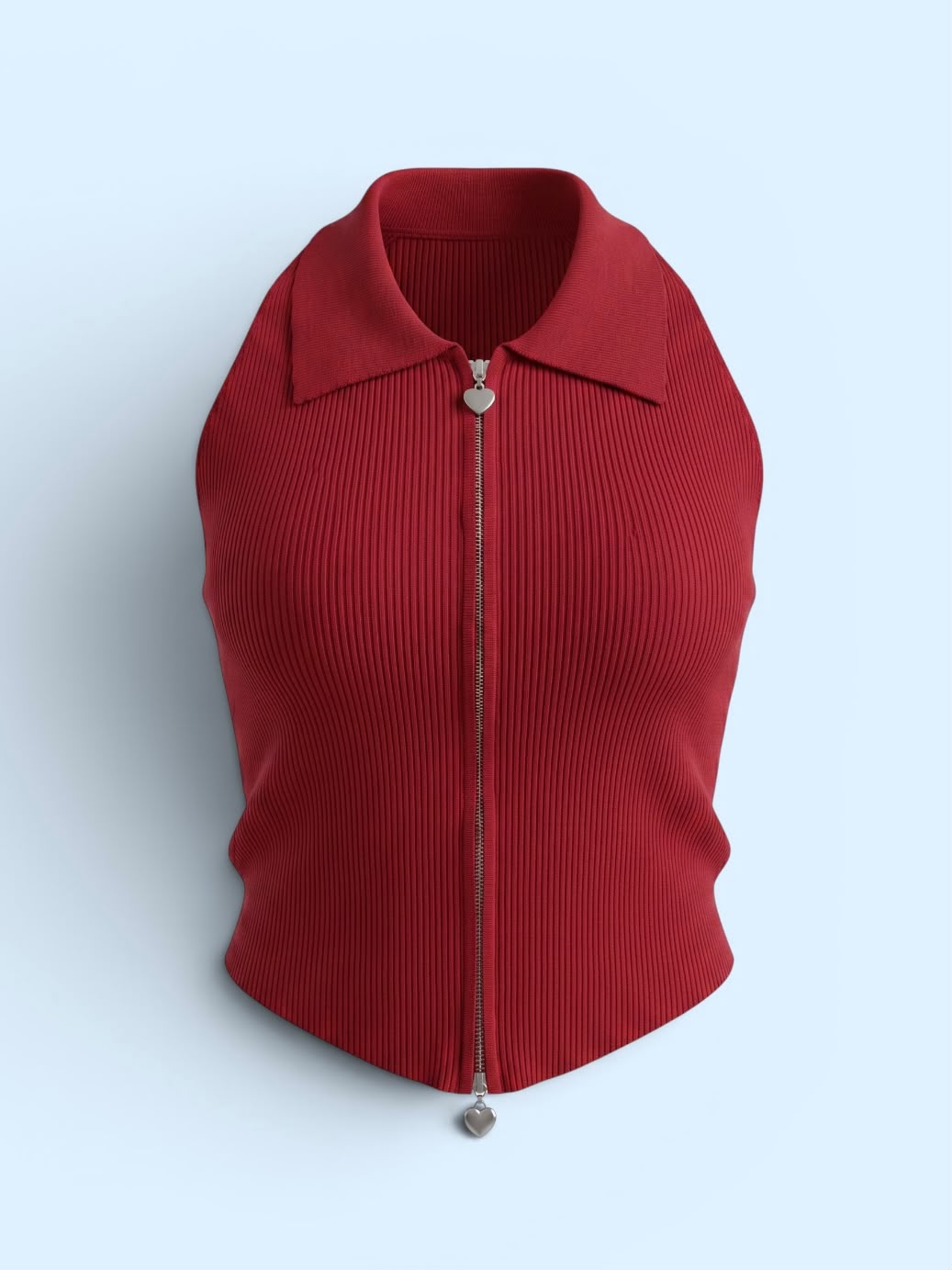 Heart Zip Halter Top