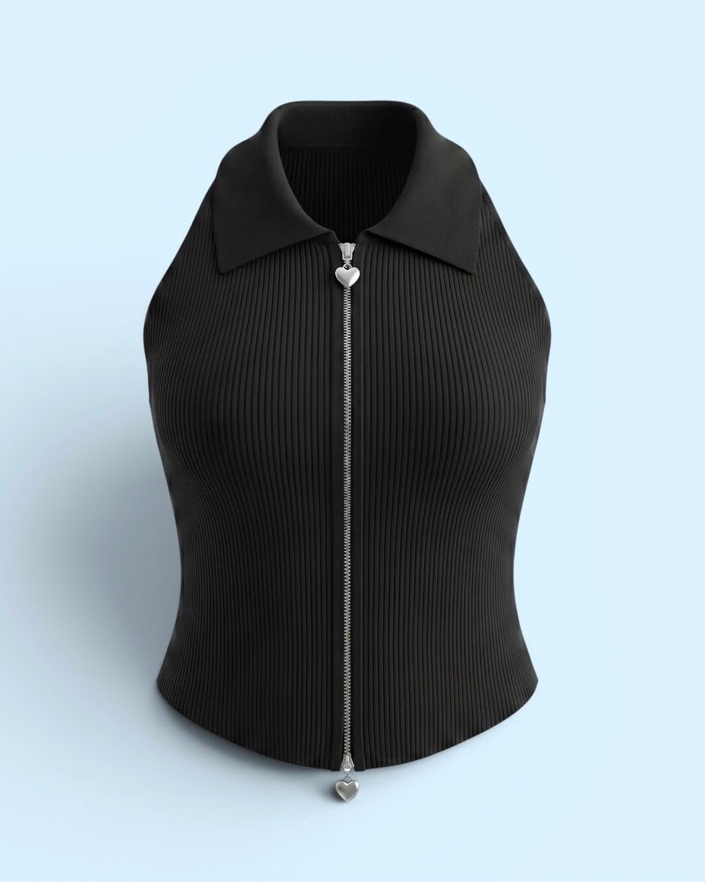 Heart Zip Halter Top