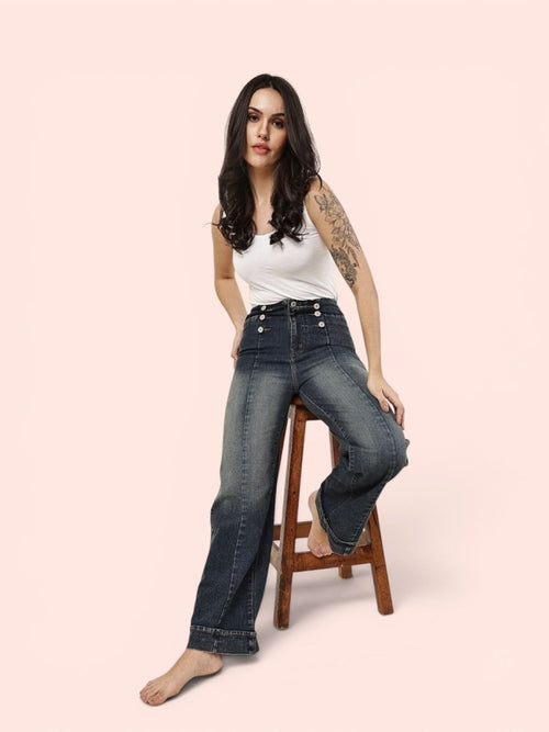 7 Button High Waist Jeans